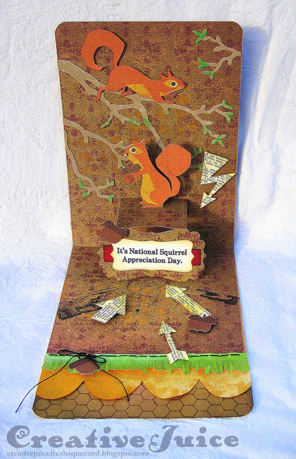Elizabeth Craft Designs, Karen Burniston Lucy Label card for Squirrel Appreciation Day