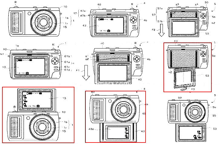 Схема работы поворотного экрана из патента Sony