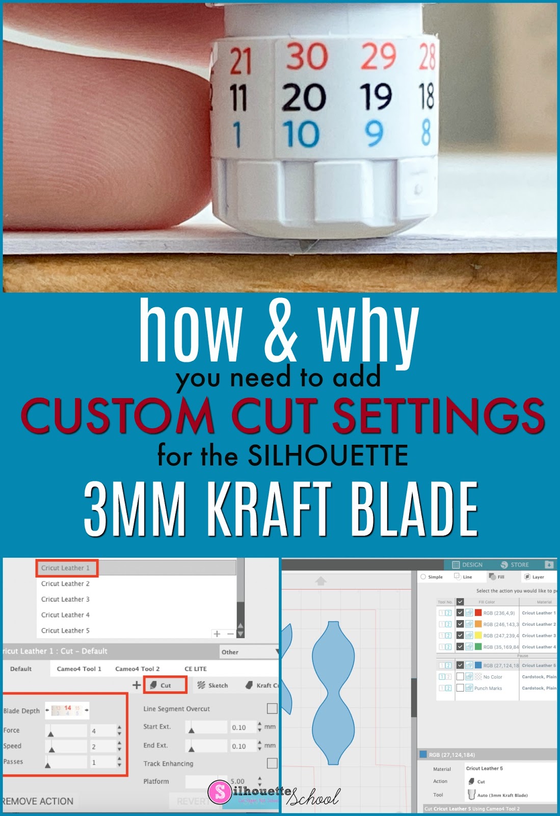 Adding Custom Silhouette Cut Settings for 3mm Kraft Blade (And Why