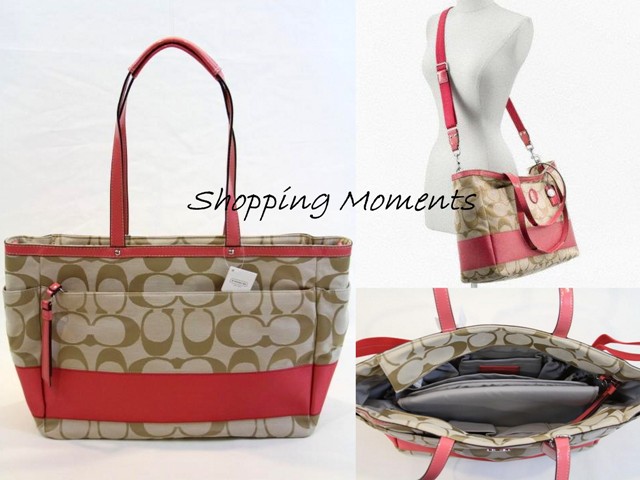 Shopping Moments: MEGA CLEARANCE! Coach 19202 Signature Stripe Multifunction Baby Tote Bag - SGD ...