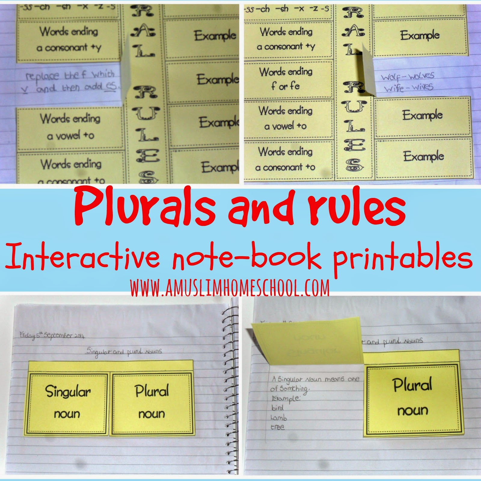 Iman's HomeSchool Grammar Interactive Notebook Element Plurals