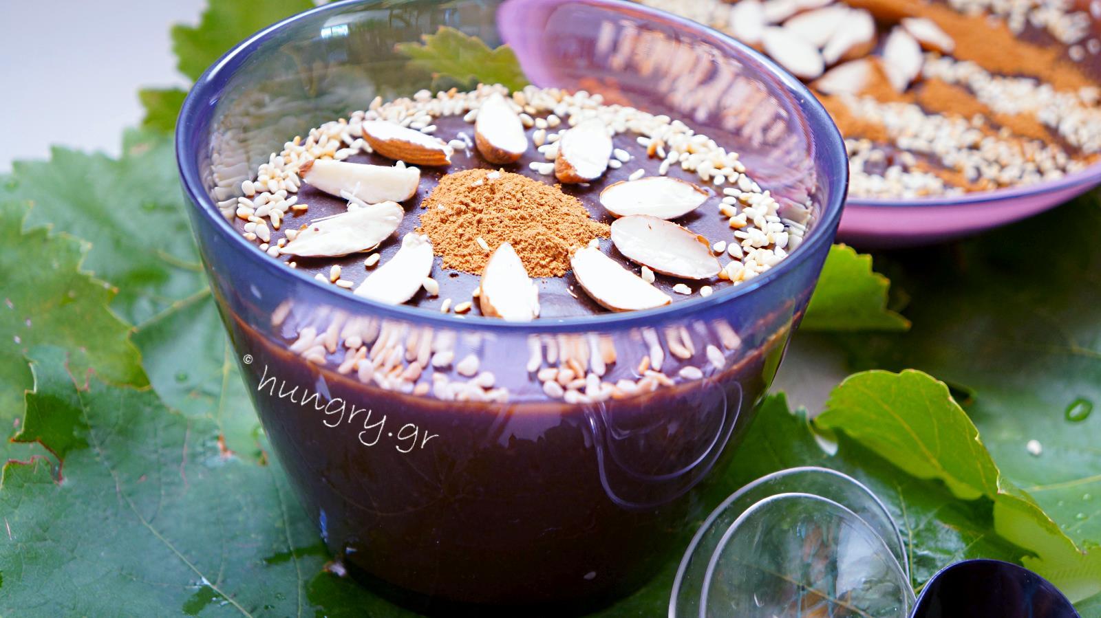 Kitchen Stories Grape Molasses Pudding with Sweet Red WineMoustalevria