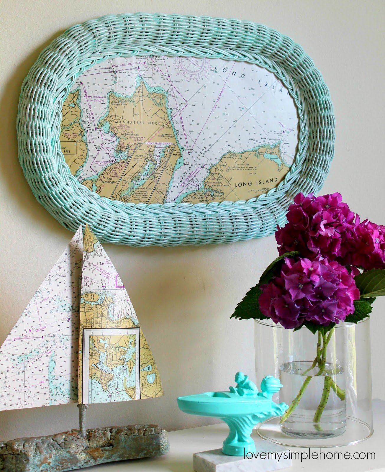 How to repurpose a wicker mirror into a nautical picture frame Love