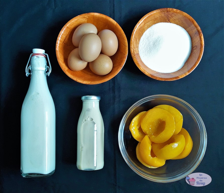 ingredientes flan melocotón en almíbar microondas sin lactosa sin glúten