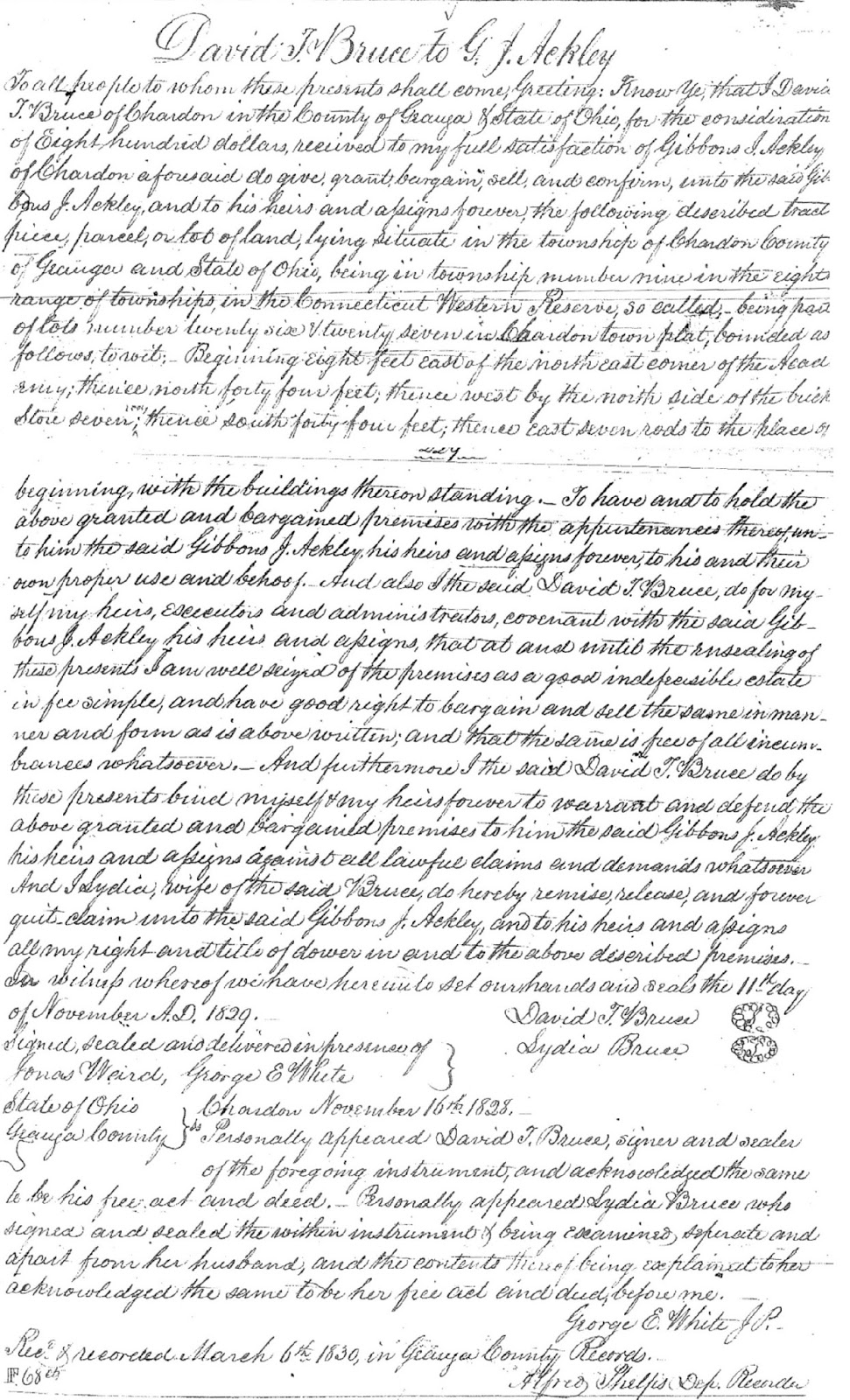 Ackley Family Genealogy Gibbons Jewett Ackley and His Family (17891851)