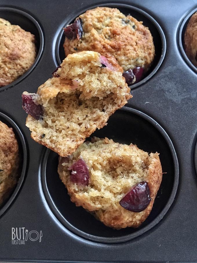 Banana Cherry Eggless Muffins