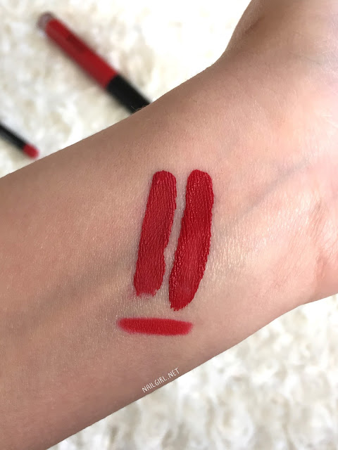 Stila Beso Dupe LA Girl Frisky MAC Ruby Woo Pencil Swatch Comparison iPhone Photo