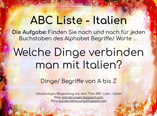 Aktivierungen Soziale Betreuung Abc Liste Italien