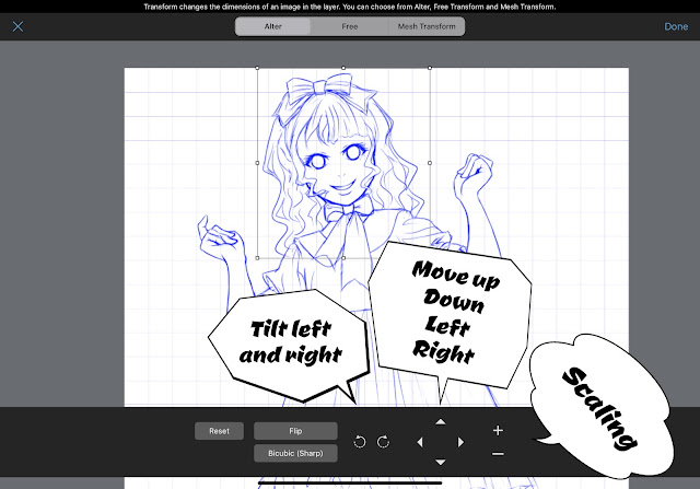 Setting screen from "Transform" in MediBang Paint