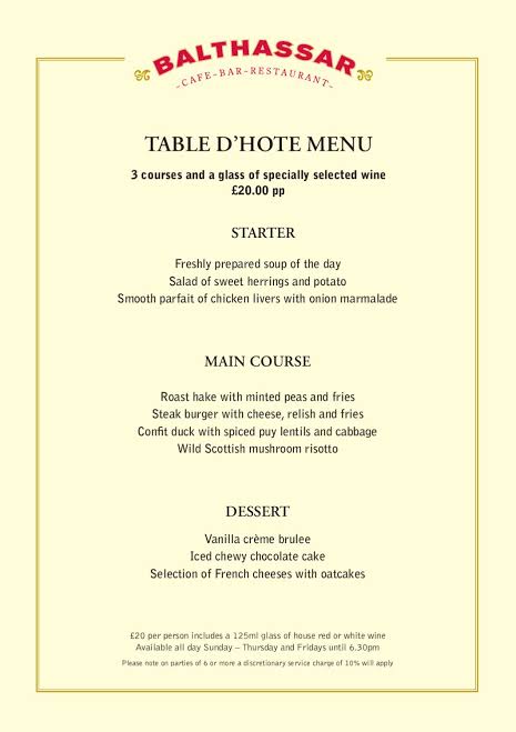 Table D Hote Menu table-d-hote-menu