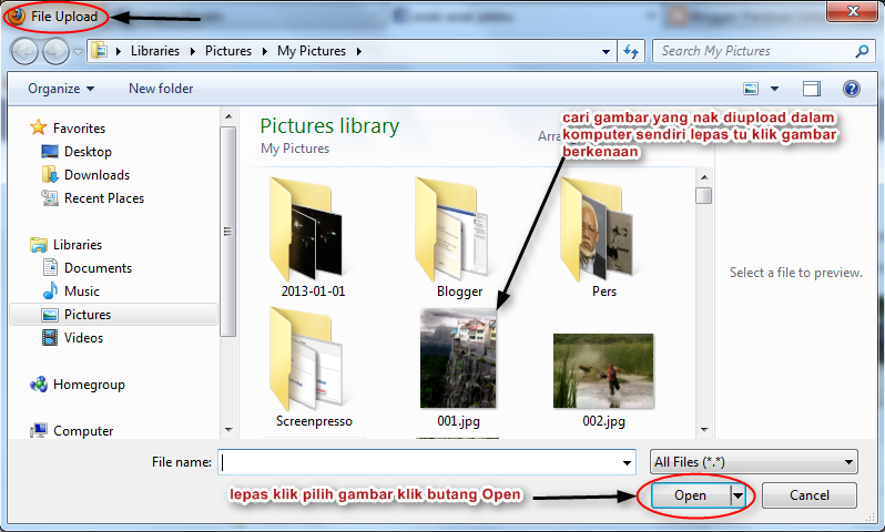 Panduan Untuk Blogger: Cara Masukan Gambar Dalam FaceBook