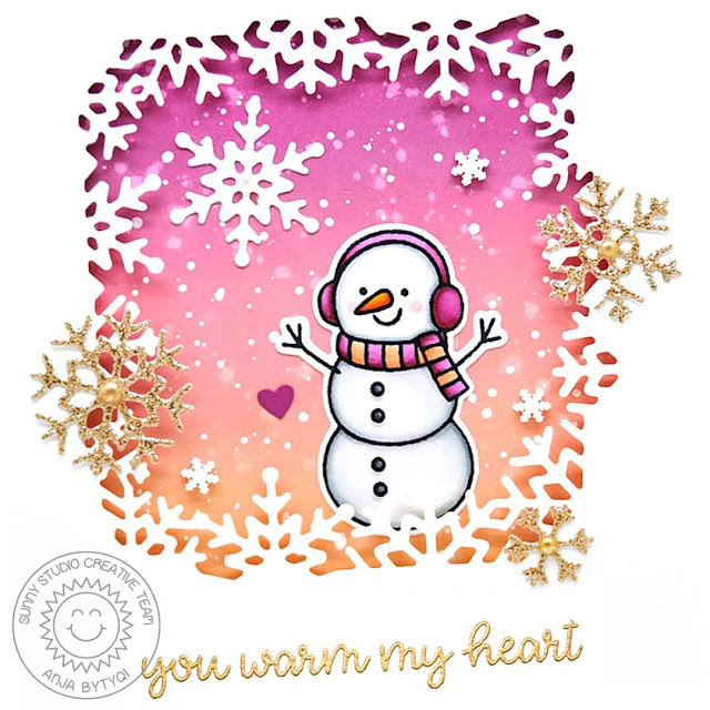 Sunny Studio Stamps: Snowflake Frame Dies Feeling Frosty Winter Themed Card by Anja Bytyqi