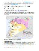 Detailed map of territorial control in Syria's Civil War (Free Syrian Army and Nusra Front rebels, Kurdish groups, ISIS/ISIL/Islamic State and others), updated to December 2014 for siege of Kobani (Ayn al-Arab), government capture of Morek, rebel capture of Nawa, and other developments.