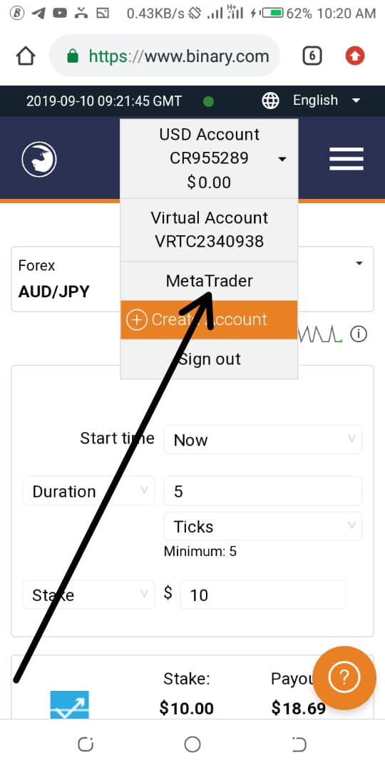 Binary practice account