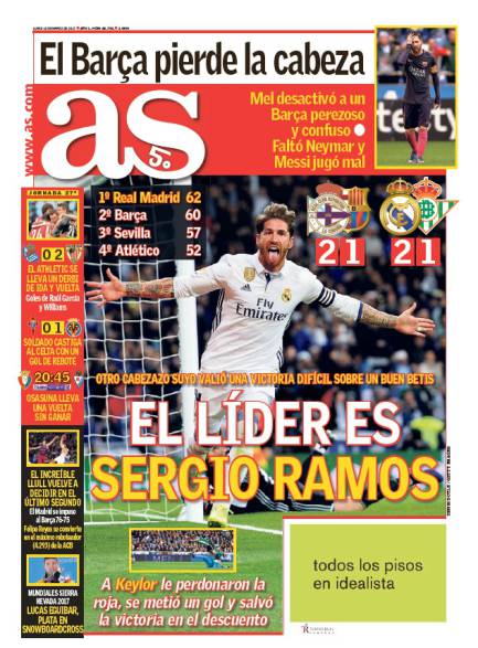 Real Madrid, AS: "El líder es Sergio Ramos"