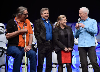 Mark Hamill, Peter Mayhew and Carrie Fisher at the Star Wars Celebration