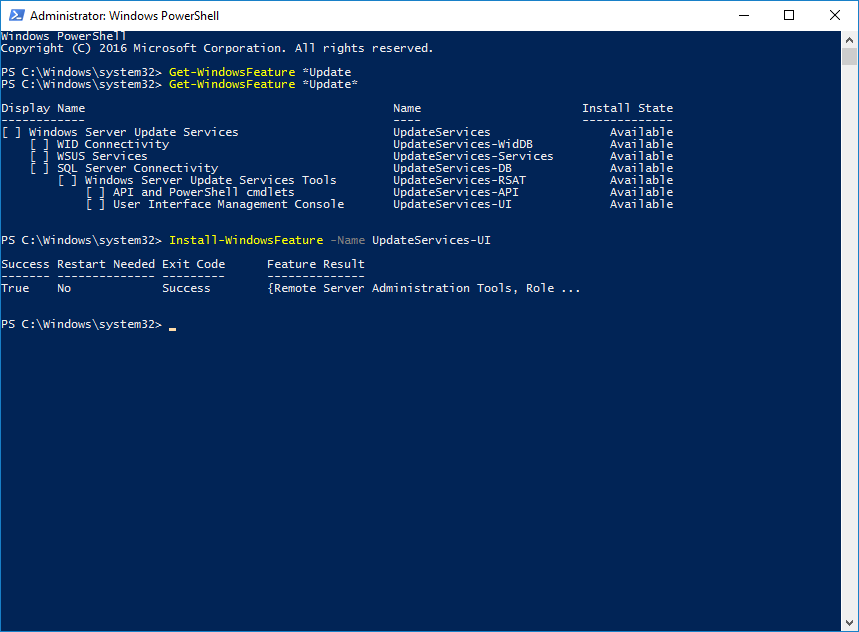 Powershell: Install WSUS Administration Console