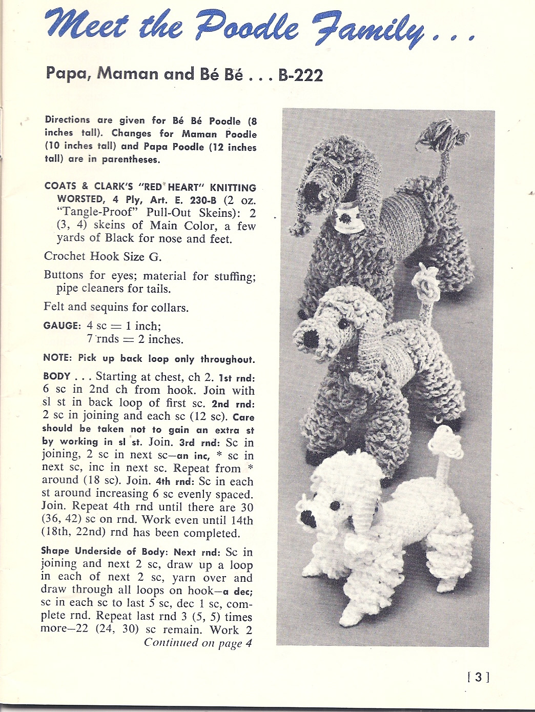 Vintage Knit Crochet Shop Talk: Crochet Poodle Stuffed Dog, Free Pattern