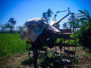 Two Wheel Hand Tractor Parking On The Edge Of The Rice Fields After Use At The Village Ringdikit North Bali Indonesia