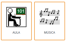 Imánes de pictogramas para señalizar un aula de música.
