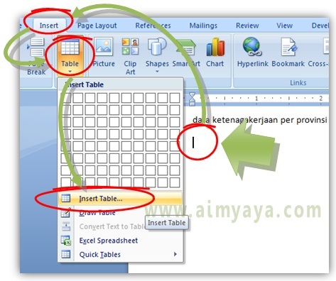 Cara Membuat Tabel dengan Baris dan Kolom Banyak di Ms Word