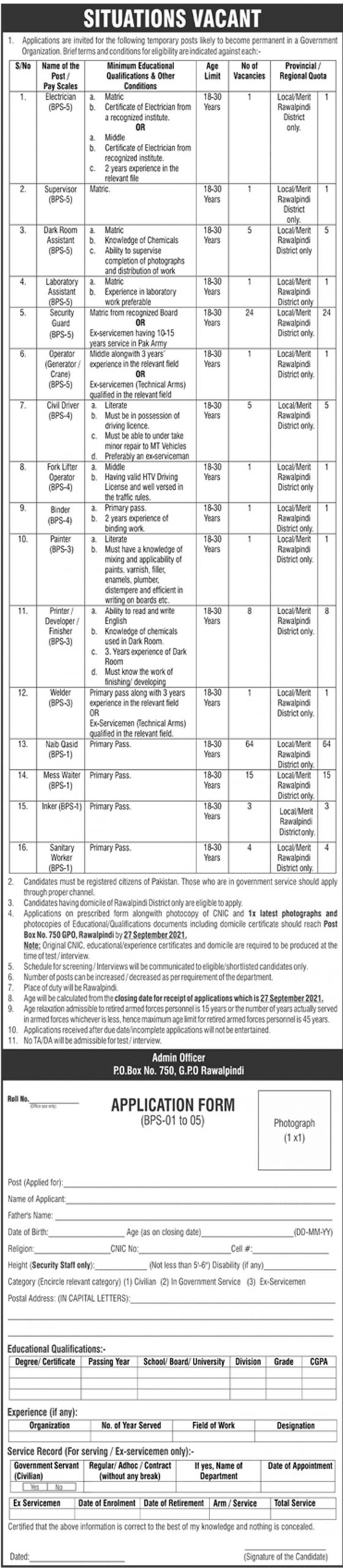 Government Organization Rawalpindi Jobs 2021 (136+ Vacancies)