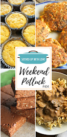 Weekend Potluck featured recipes include Low-Carb Salmon Patties, Peanut Butter and Chocolate Krispie Bars, Corn Pudding Muffins, Easy Slow Cooker Beef Stroganoff, and so much more. 