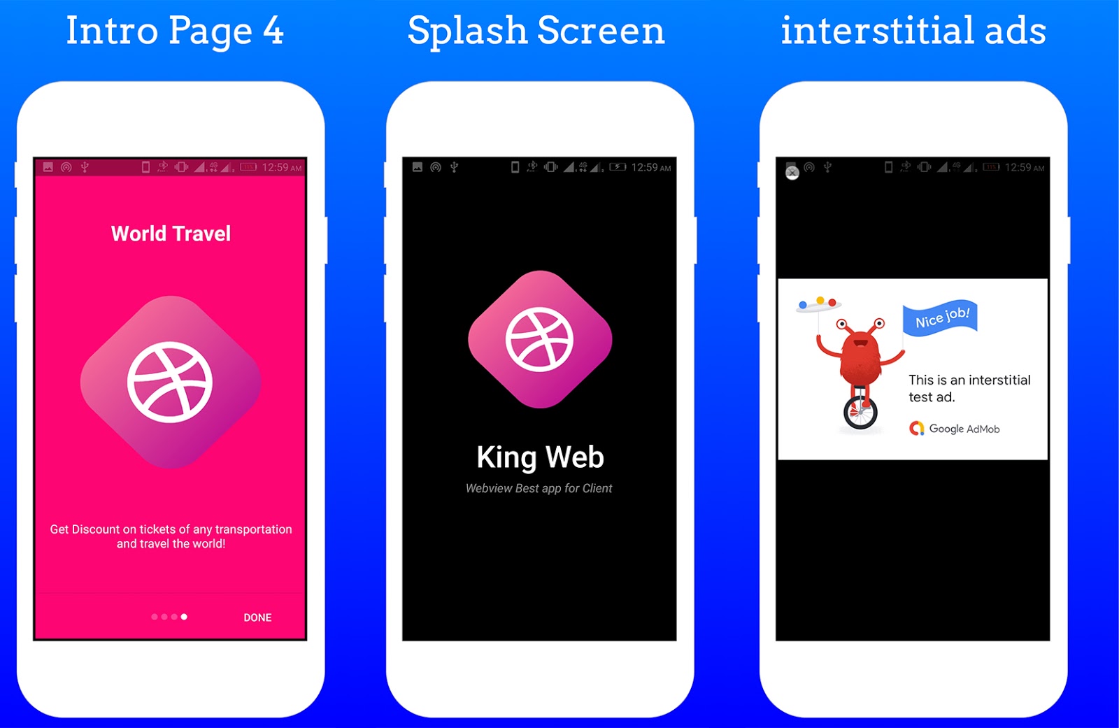 King WebView - Web2Apk with material design with cool sidebar onesignal push notification - 2