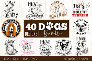 Download Free Dogs Bundle 40 Designs Graphic SVG Cut Files