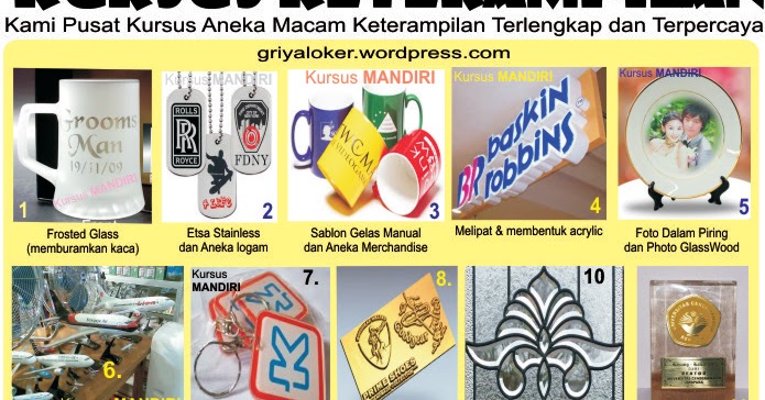 KURSUS : Sablon, Karet, SeniKaca, Percetakan, Acrylic, GlassWood, Etsa