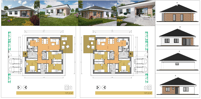 Family House Plan 107 sq m [DWG, PDF, JPG]