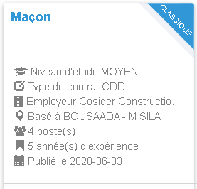 Cosider Construction Pole G158 Bou-Saada Maçon BOUSSAADA