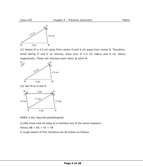 NCERT Solutions For Class 8 Maths Chapter 4 Practical Geometry