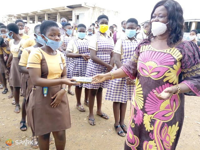 ER: SUHUM: FREE SHS AWAITS YOU. MCE ASSURES BECE CANDIDATES AS SHE DISTRIBUTES MATHS SETS 
