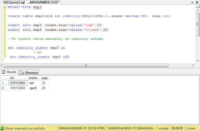 How to Add an Identity on Column in SQL SERVER 2008 | MY.NET Tutorials