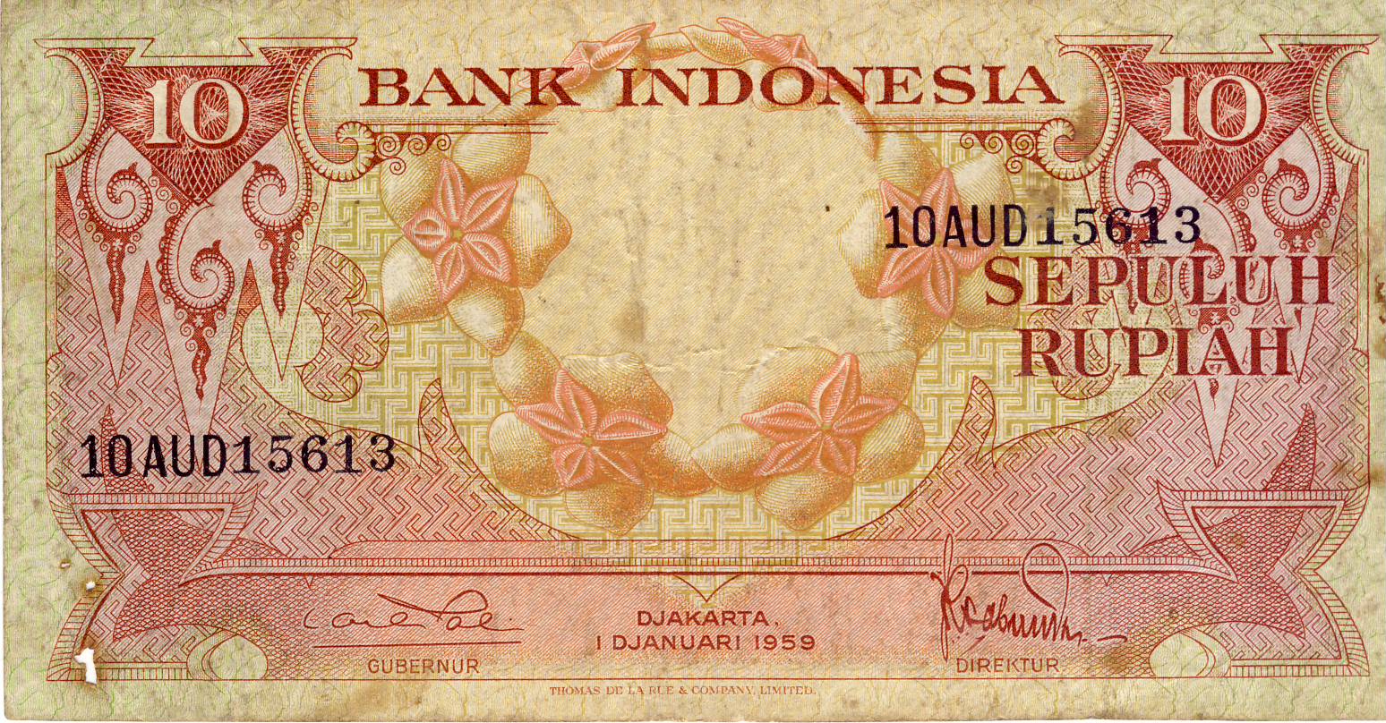  Uang kertas  kuno Indonesia nominal Rp 10 sepuluh 