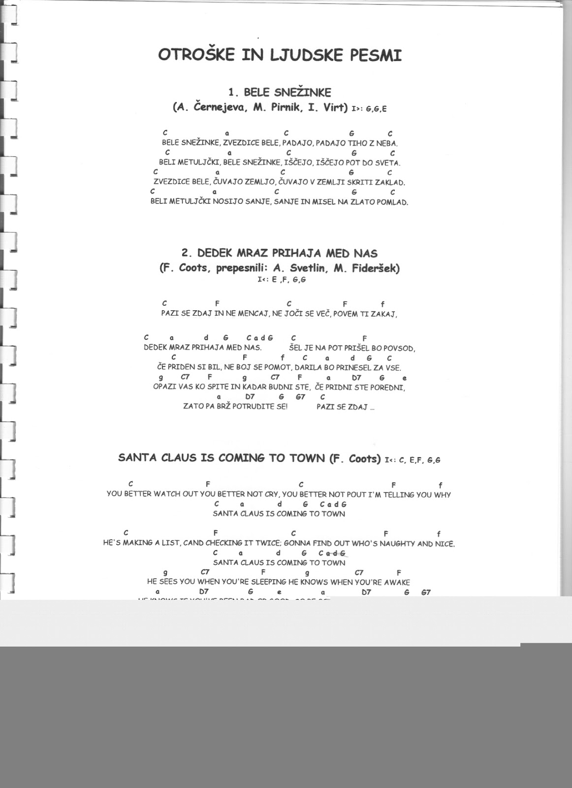 VIVA CREATIVA ZIMSKE PESMI Z AKORDI