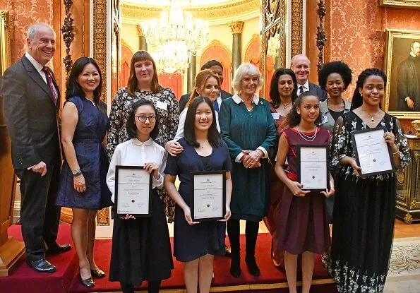 Winners, Veronica Shen, Catherine Wang, Elise Jensen and Nnemdi Ozoemena. Duchess of Cornwall met with Author Geri Horner