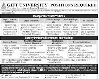 gift university faculty jobs january 2021