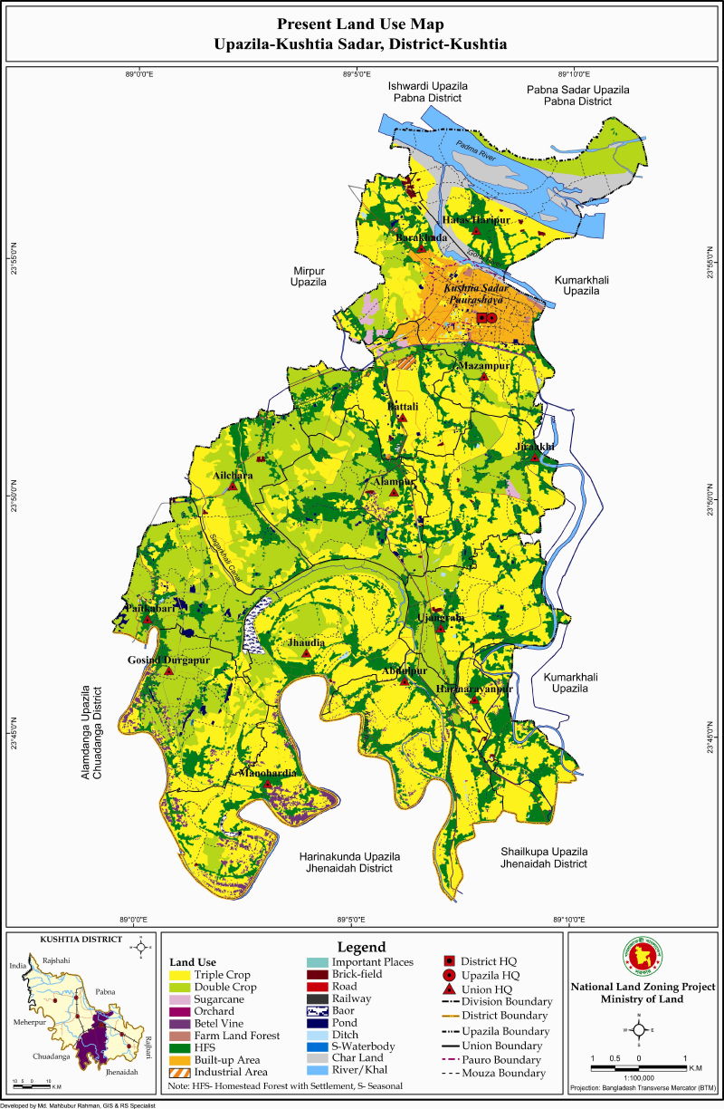 Kushtia Sadar Upazila Mouza Map Kushtia District Bangladesh