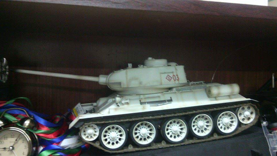 A friend's winter Soviet T34 tank