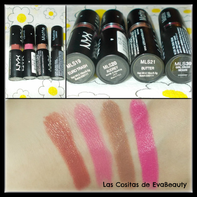 swatches labiales mate nyx maquillaje