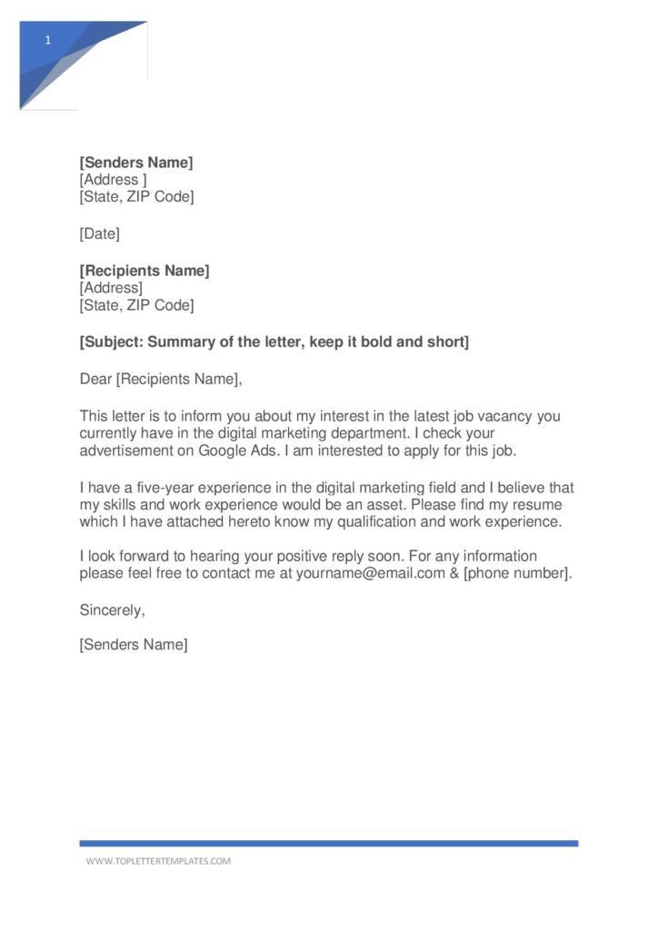 Application Letter Sample For Any Vacant Position Birthday Letter
