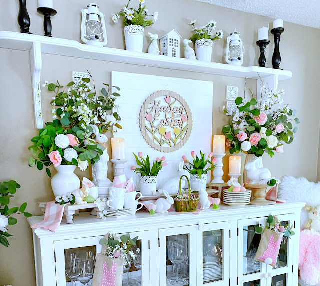 Dining Delight Easter Decorations for the Kitchen Sideboard