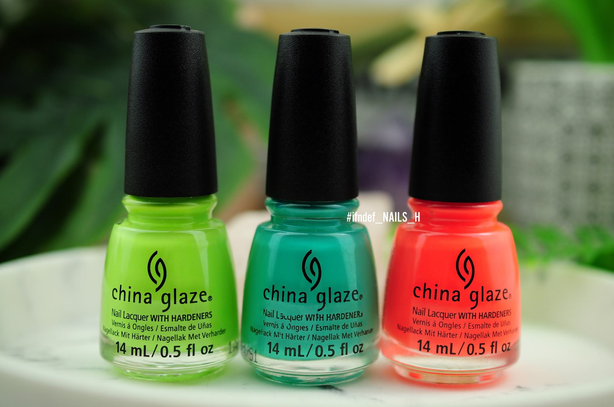 SWATCHES: China Glaze // Grass Is Lime Greener, Too Yacht Too Handle, Thistle Do Nicely