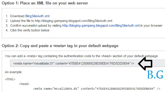 Cara Mudah Verifikasi dan Mendaftarkan Blog ke Bing Webmaster Cara Mudah Verifikasi dan Mendaftarkan Blog ke Bing Webmaster