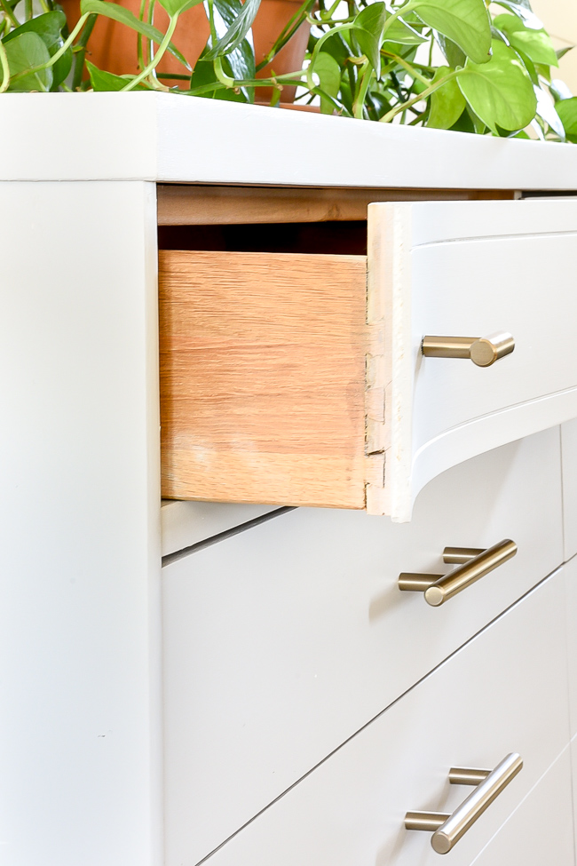 Dovetail drawers on mid century modern dresser