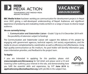 Vacancy Announcement from BBC Media Action