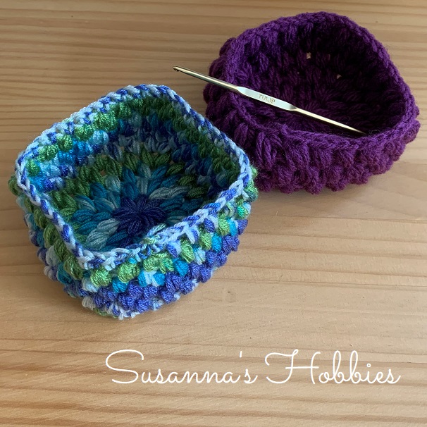 Susanna S Hobbies かぎ針編み Crochet 初心者でも編めるリフ編みの小物入れ 四角形 Lif Crochet Square Basket For Beginners
