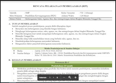 Lengkap Rpp Pendidikan Kewarganegaraan Pkn Kelas 7 Semester 2 Tahun 2021 2022 Soal Pelajaran